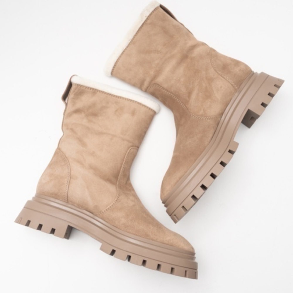Stuart Weitzman Bedford Shearling Lined Suede Booties